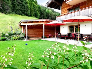 terrace with garden and covered sandpit
