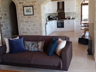 View from the living room into the kitchen